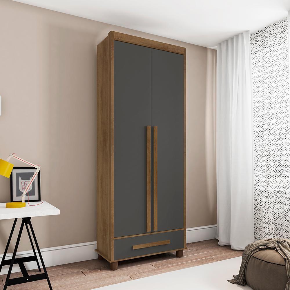 Miniatura Guarda Roupa Com 2 Portas Trento Cinamomo Grafite