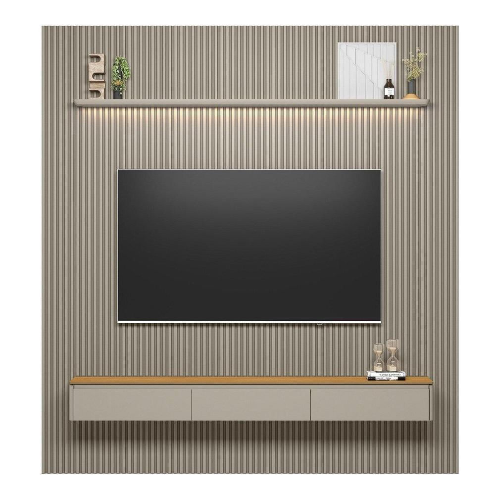 Painel para Tv 85 Polegadas com Led Ripado Modular Tauari /Gris Fosco