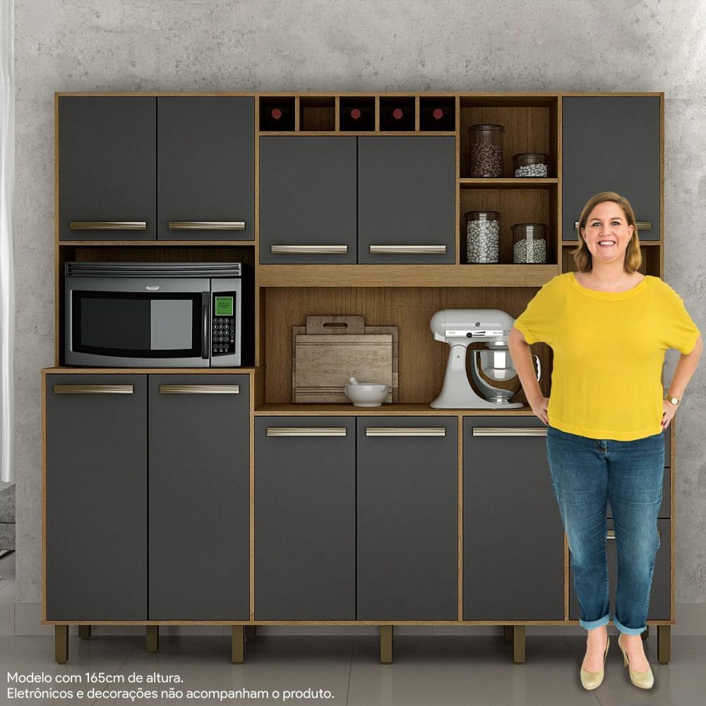 Miniatura Armário de Cozinha 11 Portas 2 Gavetas Petra Valdemóveis Cinamomo/Grafite