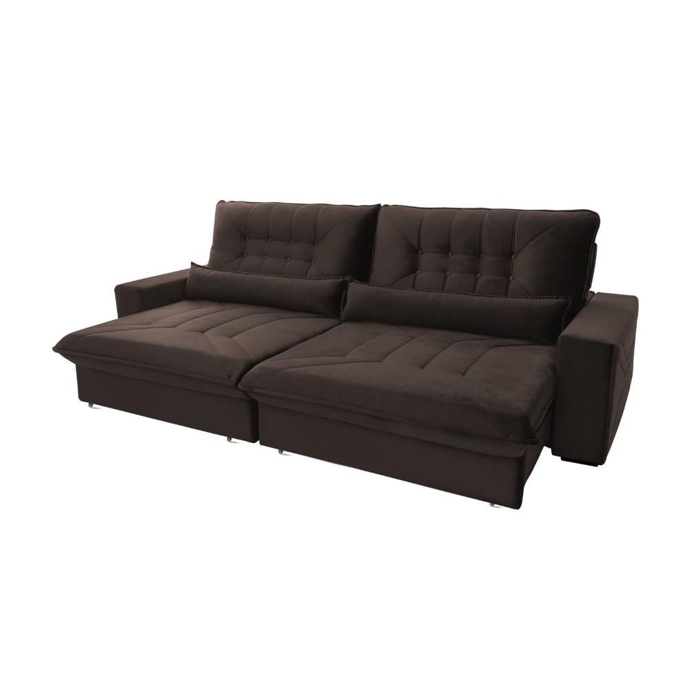 Miniatura Sofá Retrátil e Reclinável 6 Lugares 300cm Magestic Hellen Estofados Marrom