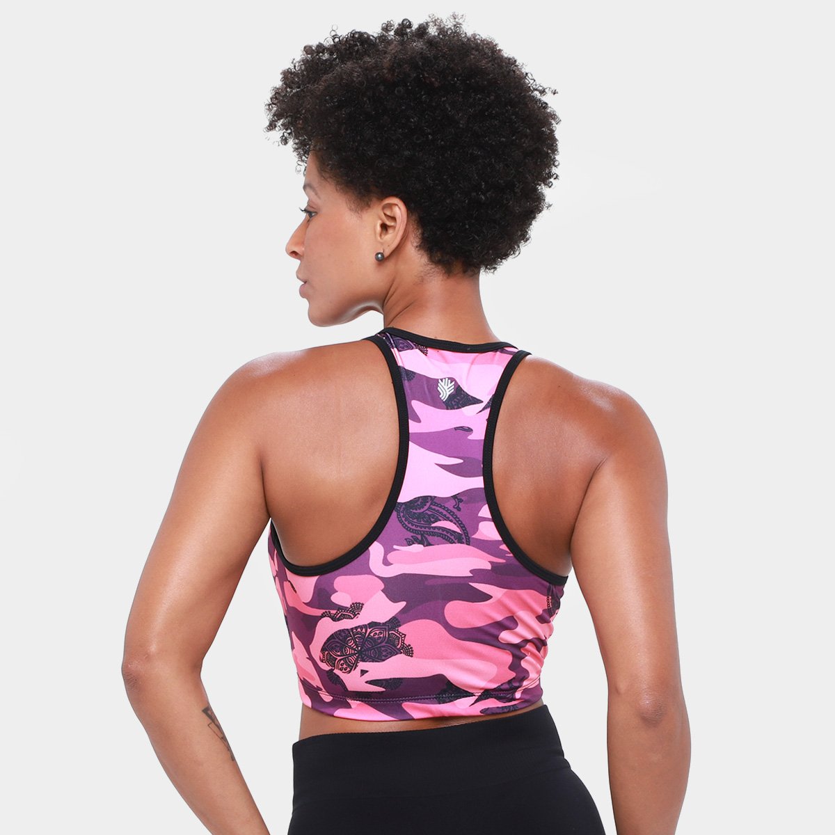 Miniatura Top Gonew Nadador Camuflado Preto+Rosa - GG