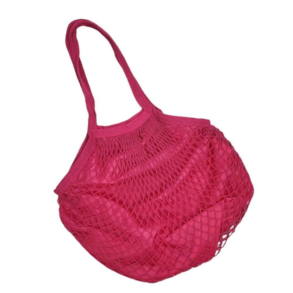 Miniatura Bolsa De Praia Feminina Saco De Rede Macramê Verão Piscina Com Alça Cor:pink