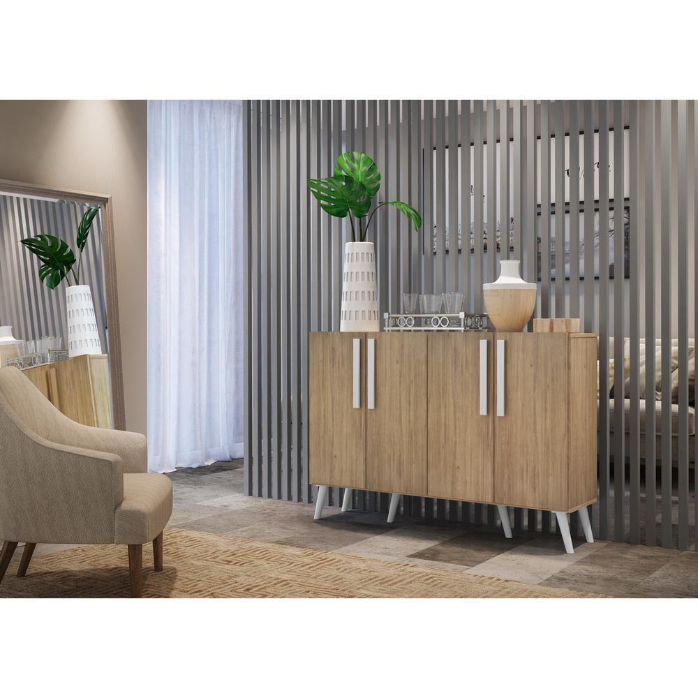 Aparador Buffet 4 Portas Com Pés Retrô Viena Rustic/branco