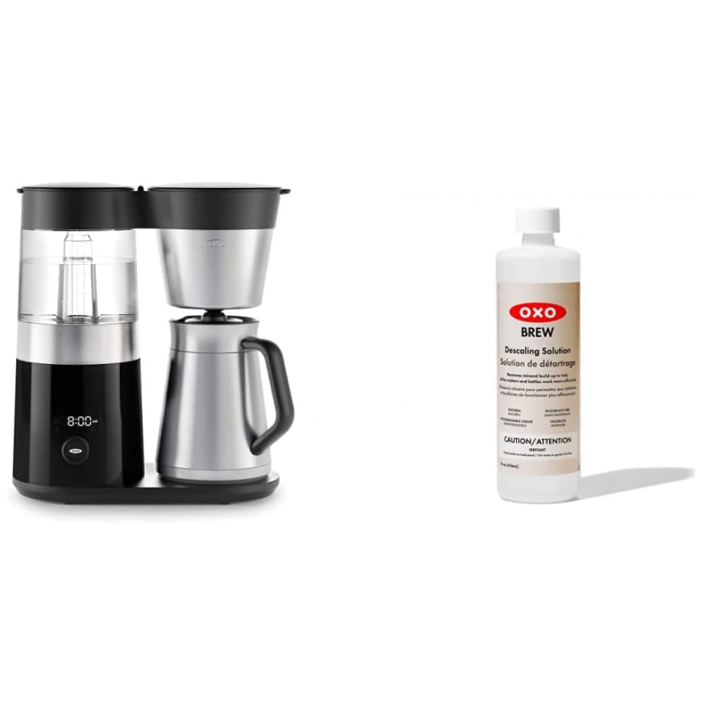 Miniatura Cafeteira Elétrica 12 Xícaras com Jarra em Aço Inoxidável e Solução de Descalcificação, 110V, OXO, Preta