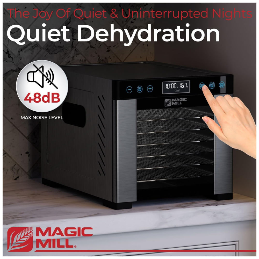 Desidratador de Alimentos Magic Mill MFD-7700 - 7 Bandejas, Potência de 1000W, Controle de Temperatura, Ideal para Secagem de Frutas, Carnes e Ervas 110v