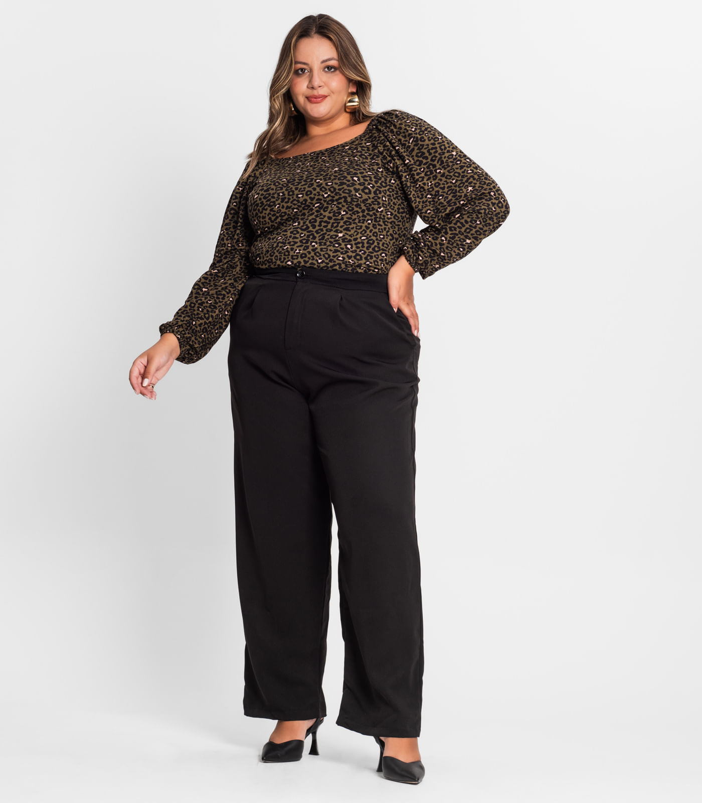 Miniatura Blusa Feminina Plus Size Em Molecotton Secret Glam Verde Plus G2