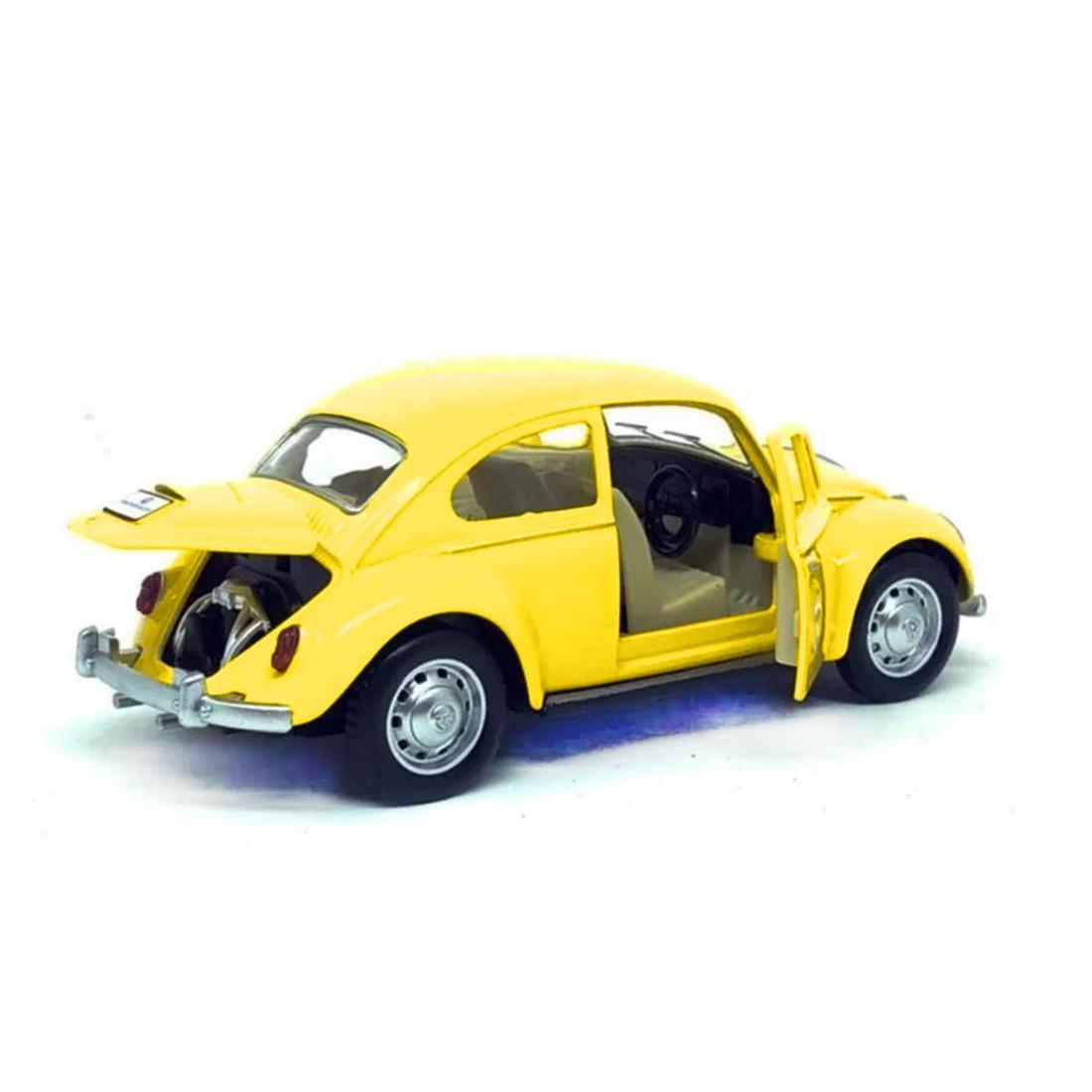 Miniatura Carro Miniatura Metal Fusca Amarelo 1967 1:32 Action Som Luz