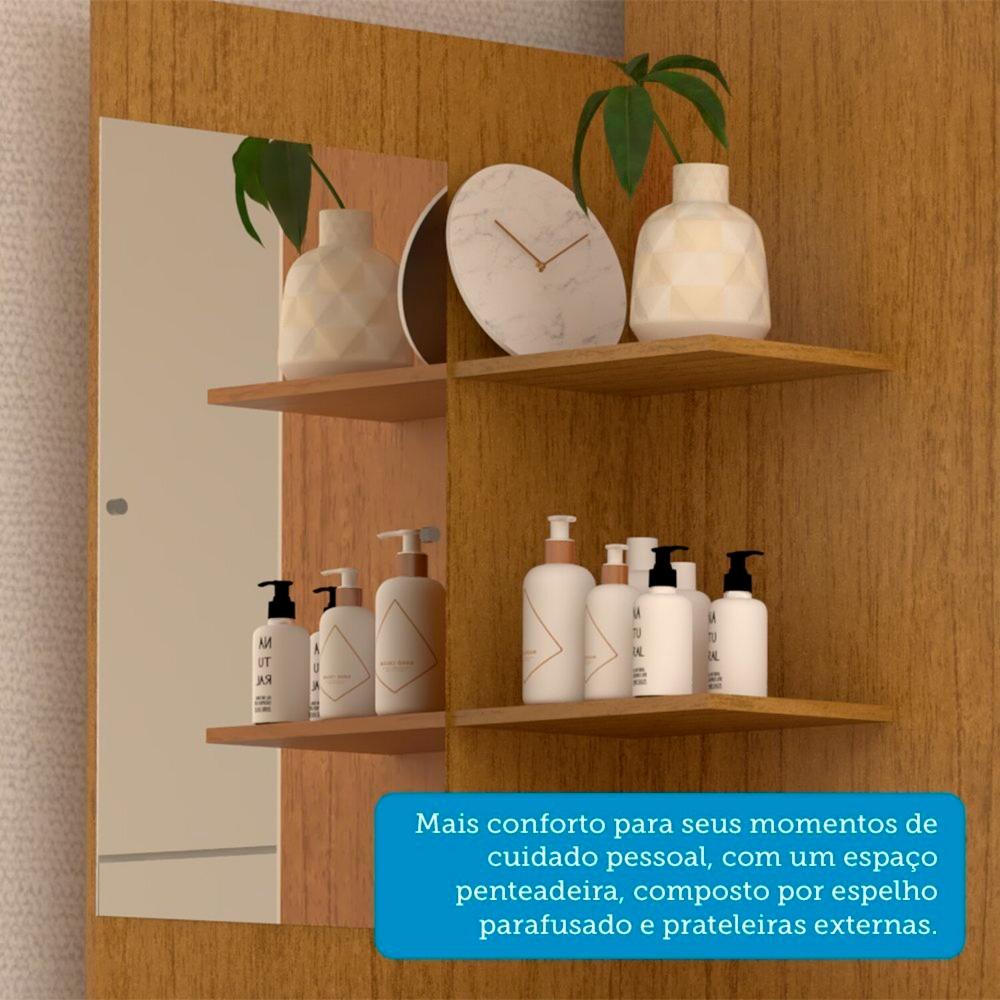 Guarda-roupa Solteiro 110,20cm 2 Portas 4 Gavetas com Espelho 100% Mdf Cinamomo