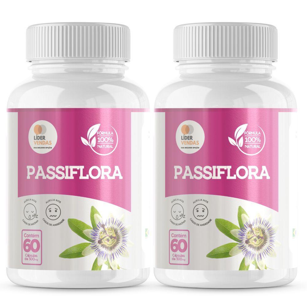 Miniatura Passiflora 500mg - 2 Potes Alívio Do Estresse E Sono Tranquilo Com Fórmula Natural!
