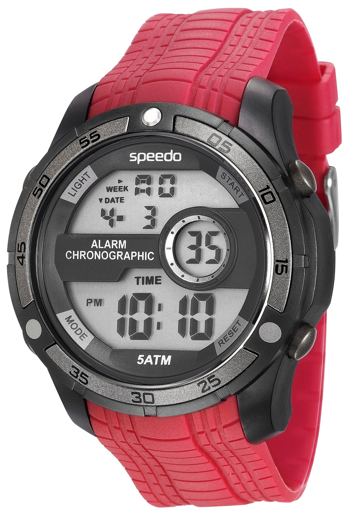 Miniatura Relogio Sport Speedo Pulseira Borracha Vermelha 81147g0evnp3