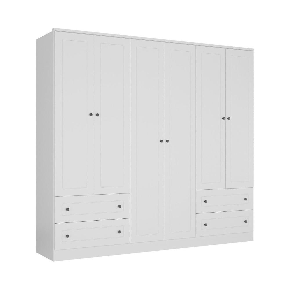 Miniatura Guarda-roupa Casal 6 Portas 4 Gavetas Fort Branco