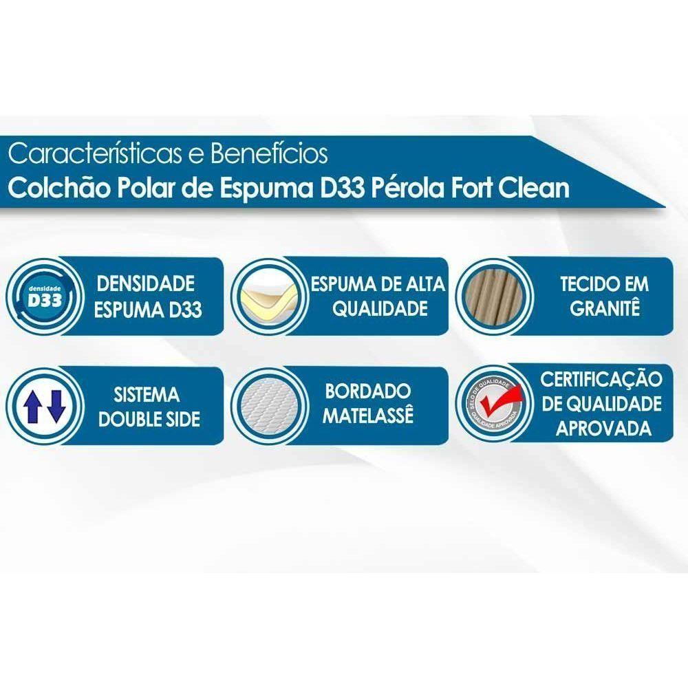 Miniatura Colchão Solteiro Espuma D33 Pérola Clean (88x188x17) - Polar