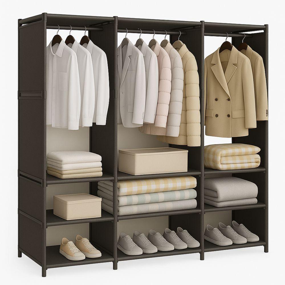Miniatura Guarda-roupa Organizador Aberto Com 3 Seções E Prateleiras Closet Moderno