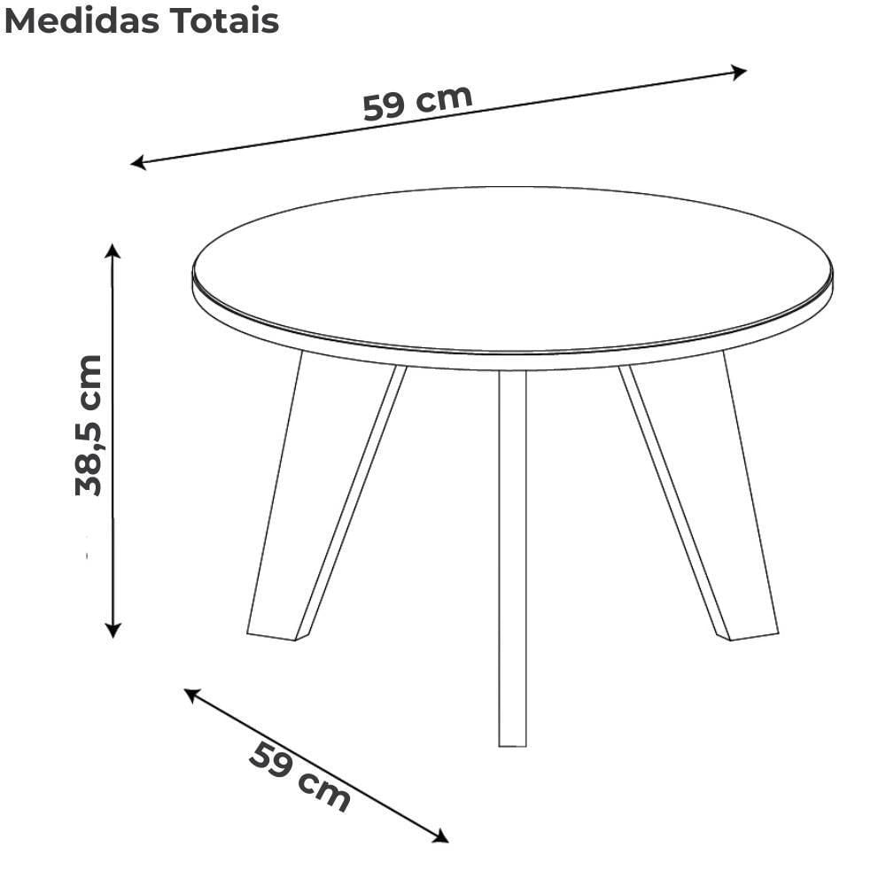 Miniatura Mesa De Centro Redonda Com Espelho 59x38 Cm Branco Arly