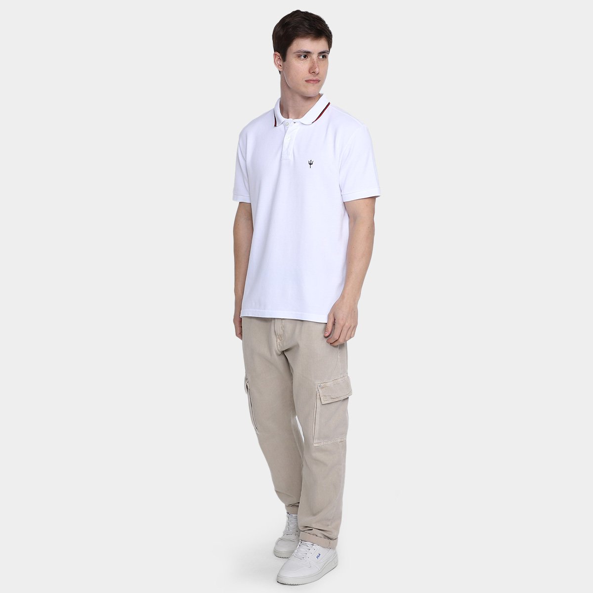 Miniatura Camisa Polo Osklen Piquet Tridente Masculina Branco - GG