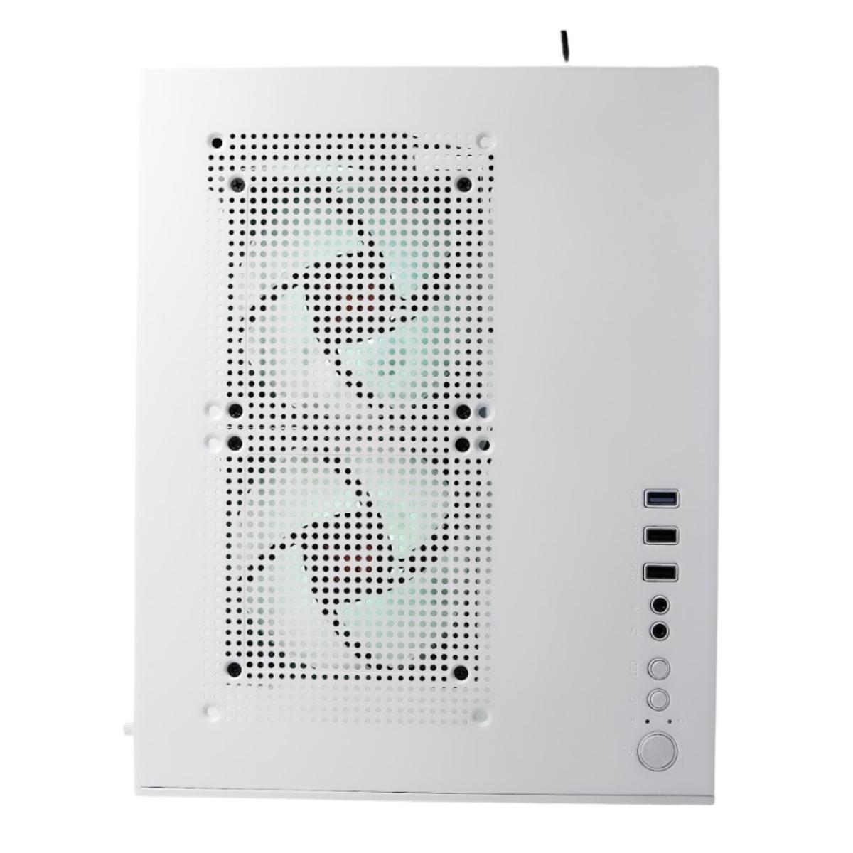 Miniatura Gabinete Gamer Cubo Branco Aqua White Lateral Frente Vidro