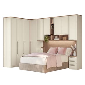 Miniatura Guarda-roupa Modulado Canto Reto 166 Toledo 9 Portas e 9 Gavetas Casal 7 peças 176,6 cm largura - Areia/Wood