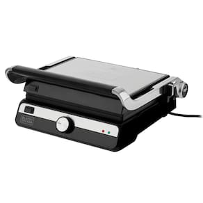 Miniatura Grill Elétrico Black+Decker G1500G Gourmand Gris 1500W Abertura 180° Chapas Removíveis Antiaderente Inox 110V