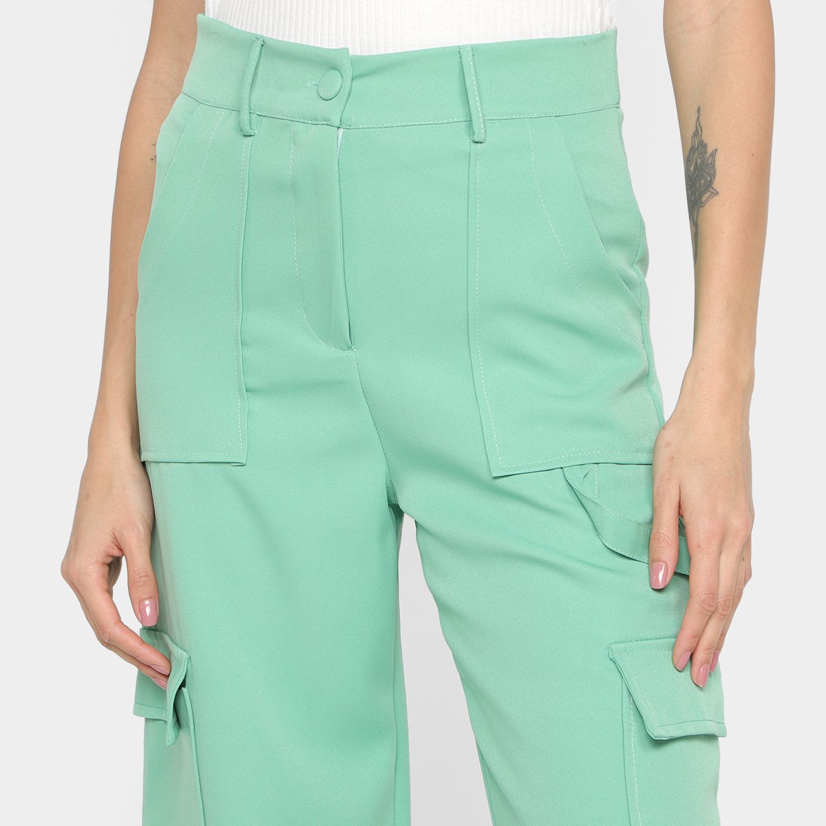 Miniatura Calça Cargo Road Mel Cintura Alta Feminina Verde - G