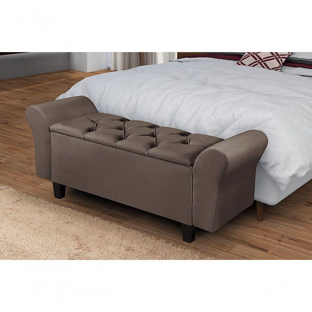 Miniatura Recamier Baú Lara 150 Cm Para Cama Casal Cor Marrom