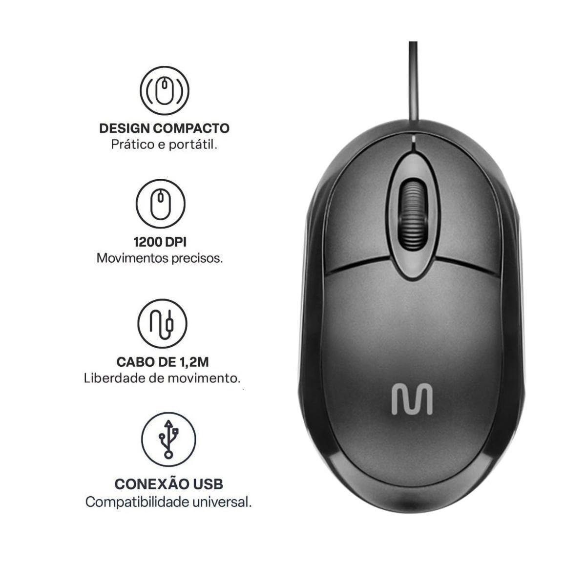 Miniatura Kit Multilaser Teclado + Mouse + Headset Usb Preto Office