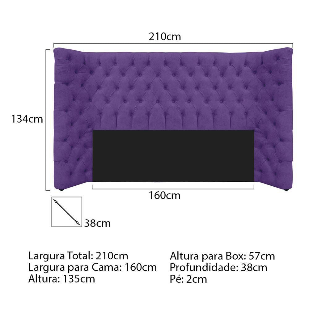 Miniatura Cabeceira Queen Everest P02 160 Cm Para Cama Box Corano - Amarena Móveis Roxo