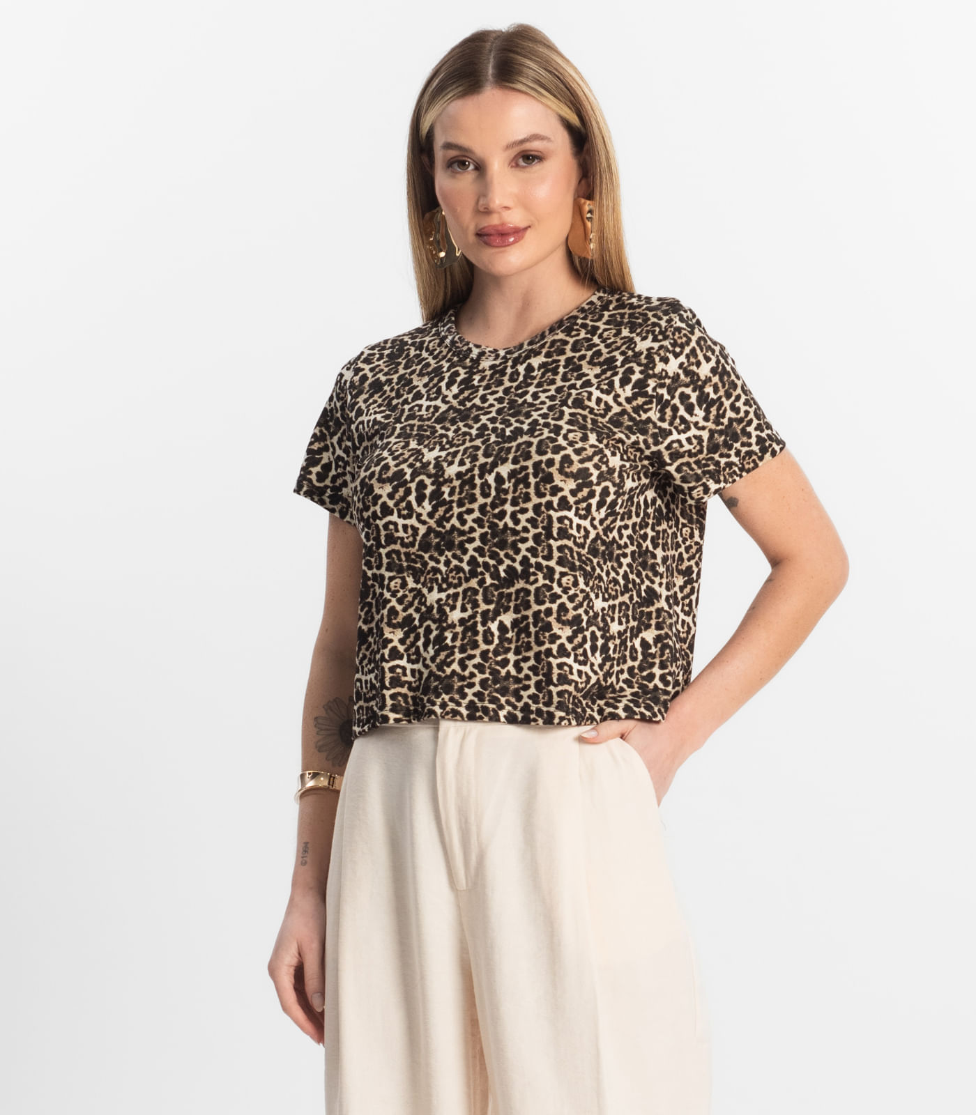 Miniatura Blusa Feminina Estampada Select Bege G