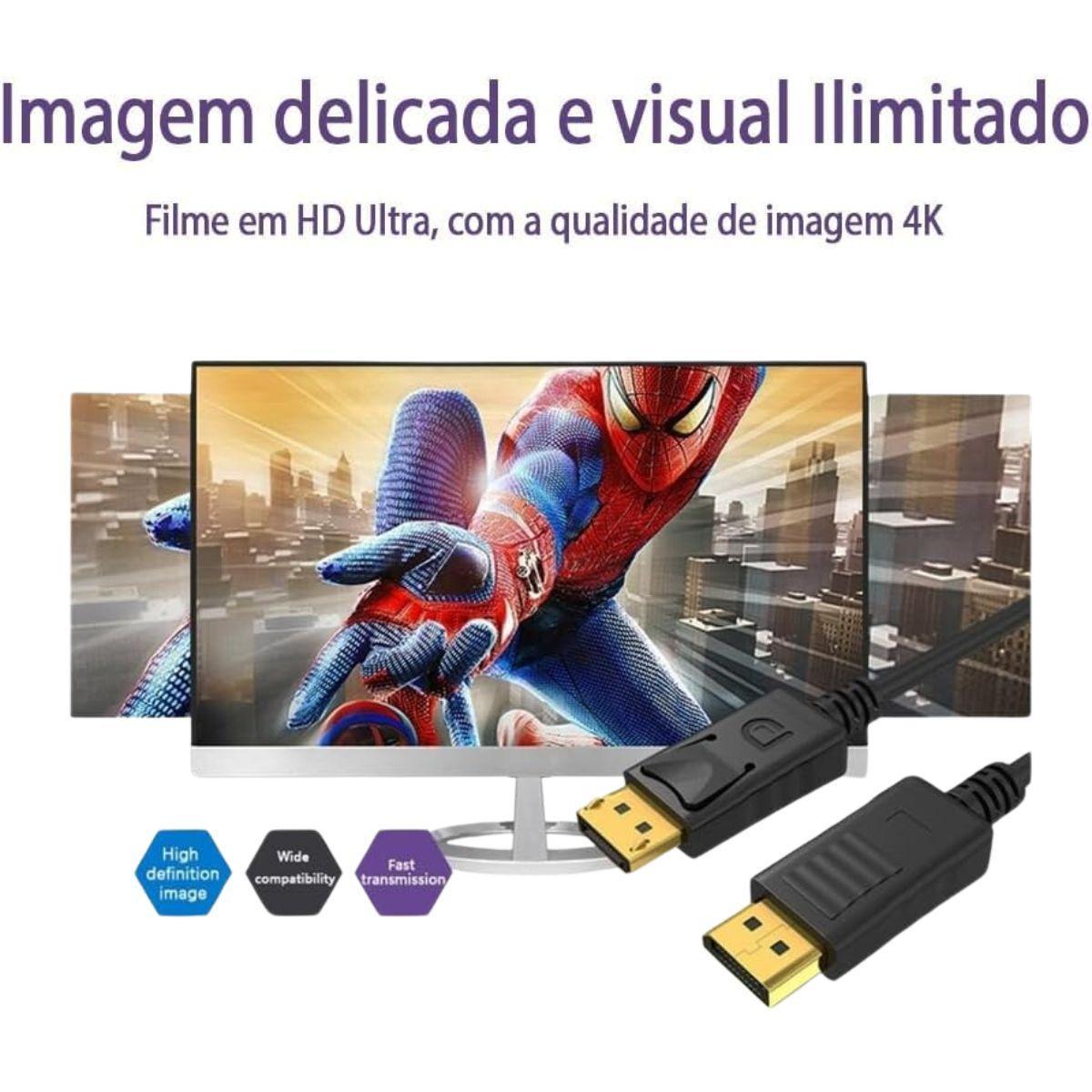 Miniatura Cabo Dp Para Hdmi Displayport 1.8M Fullhd 4K