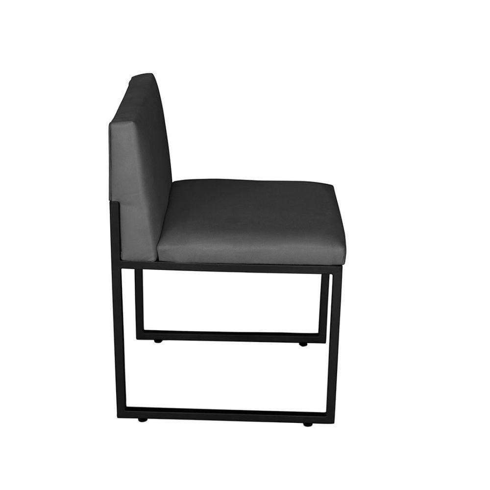 Miniatura Kit 3 Cadeira De Jantar Escritorio Industrial Vittar Ferro Preto Suede Cinza