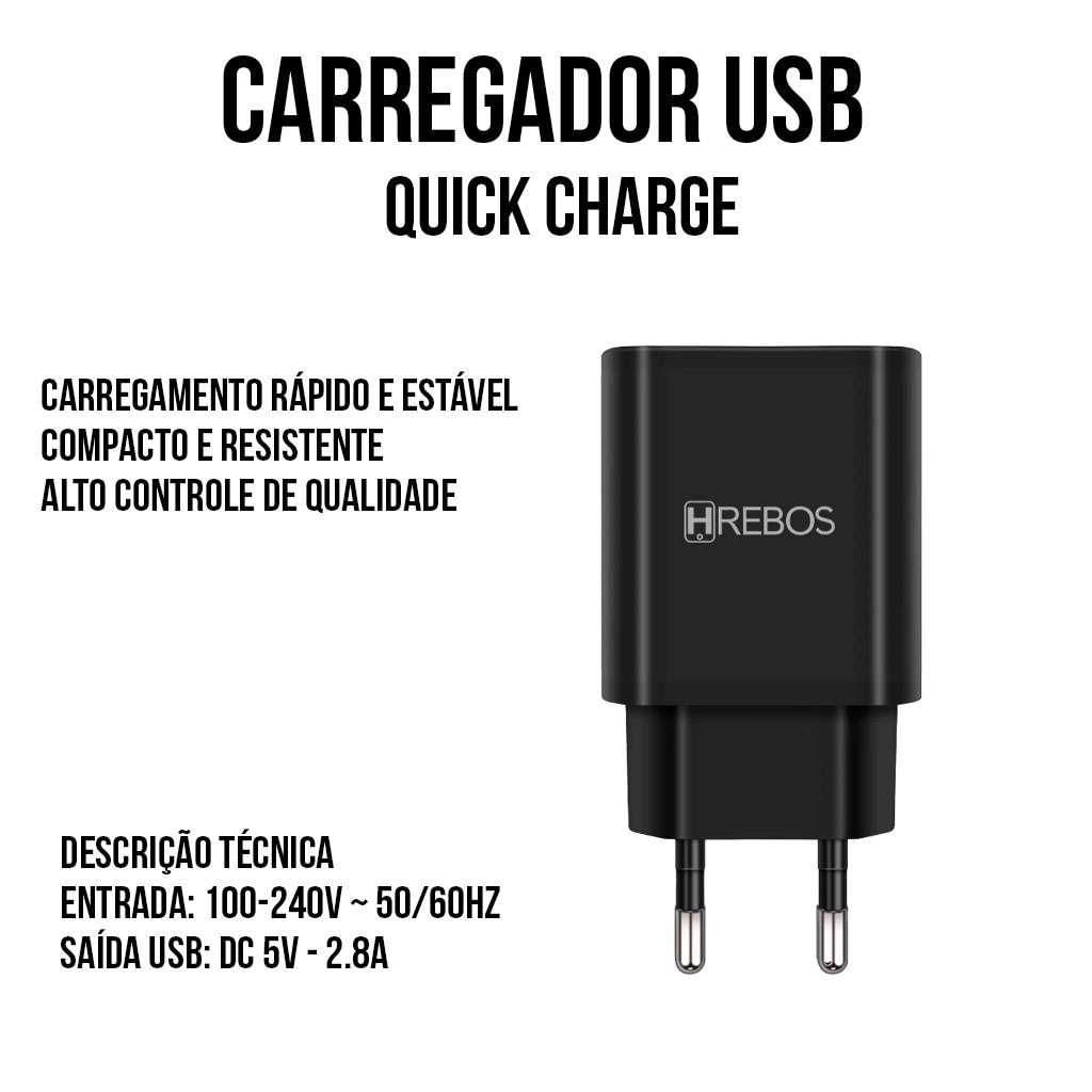 Miniatura Fonte Carregador 2.8A Com Carregamento Rápido 14W Hs-398