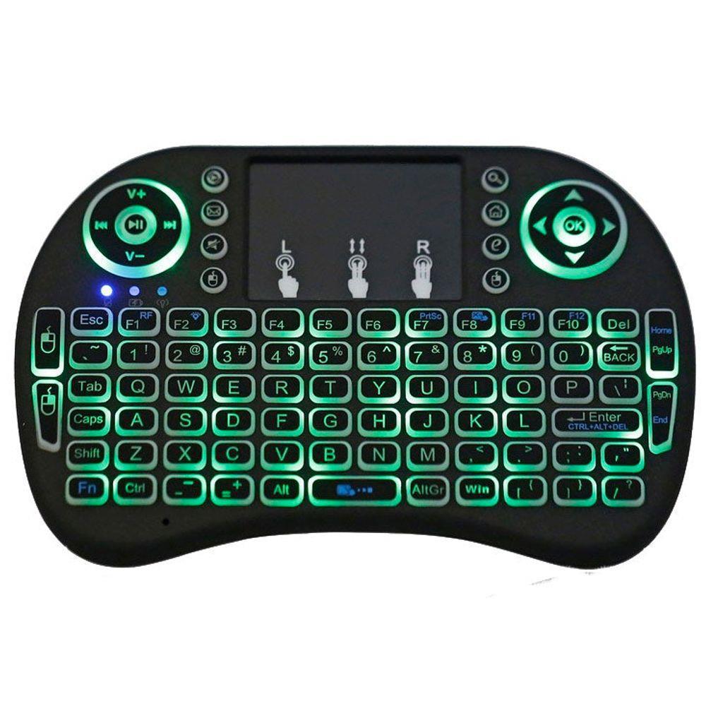 Miniatura Mini Teclado Wireless Touch Pad Pc Android Tv Smart Com Led
