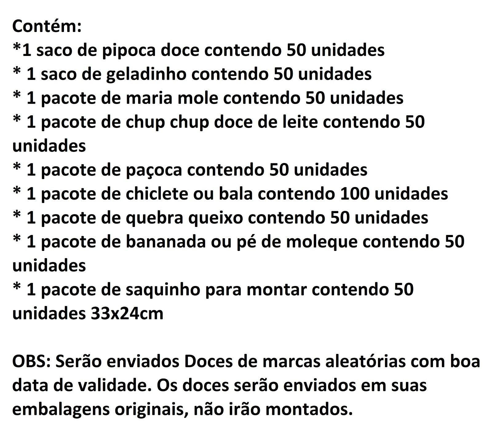 Miniatura Kit Doces Sortidos Dia Das Crianças Para Montar 50 Saquinhos