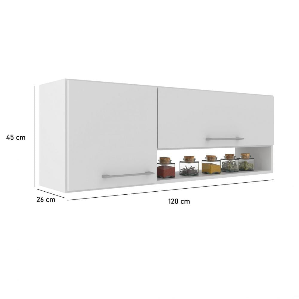 Miniatura Armário Aéreo de Cozinha 2 Portas com Nicho Alana J Carvalho Branco