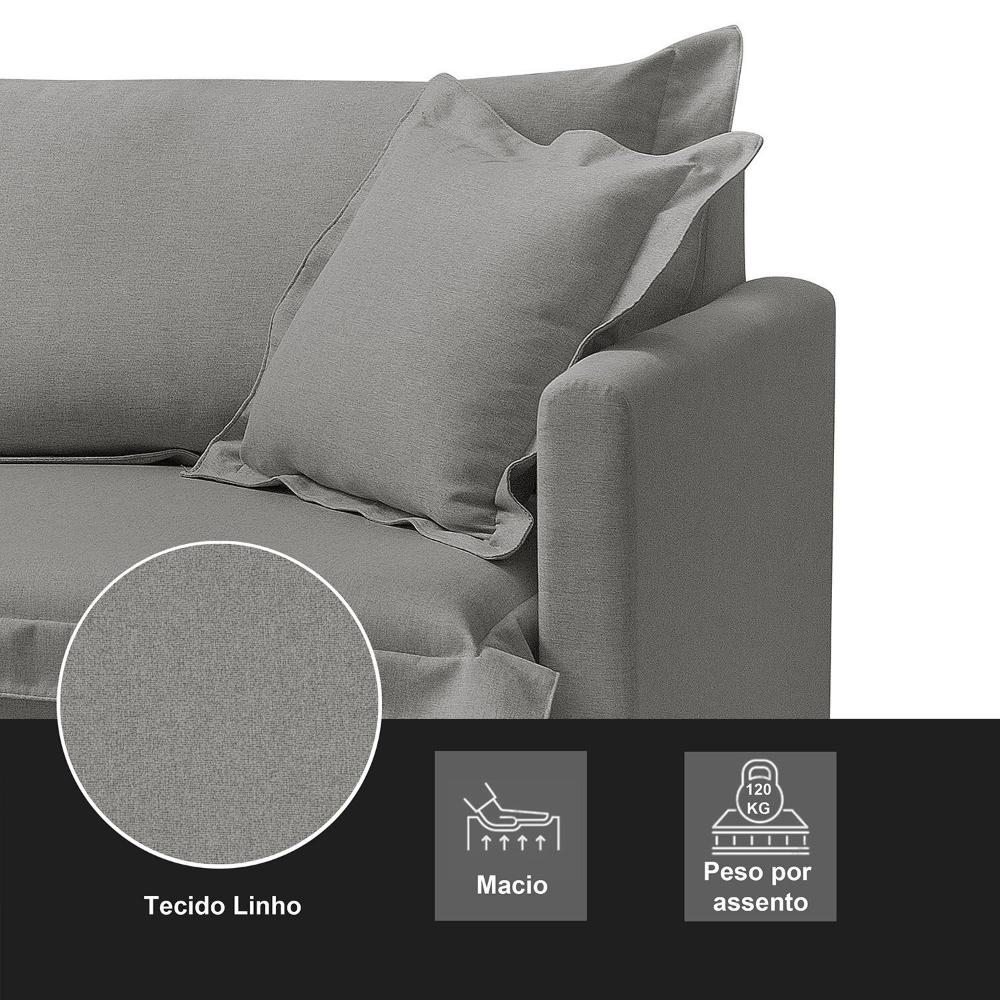 Sofá Cama Portinari 2 Lugares Retrátil 184 Cm Cinza Escuro