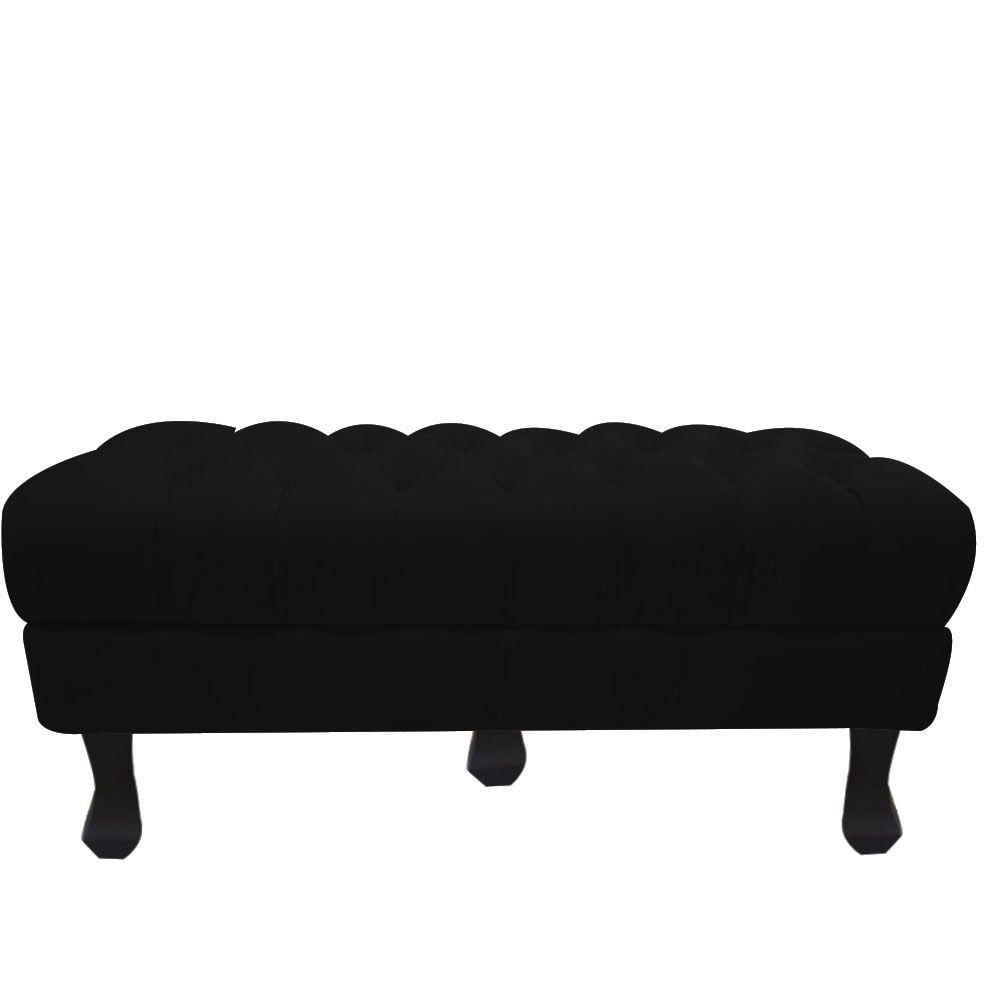 Miniatura Puff Decorativo Retro Luiz Xv Com Baú Suede Preto 80 Cm