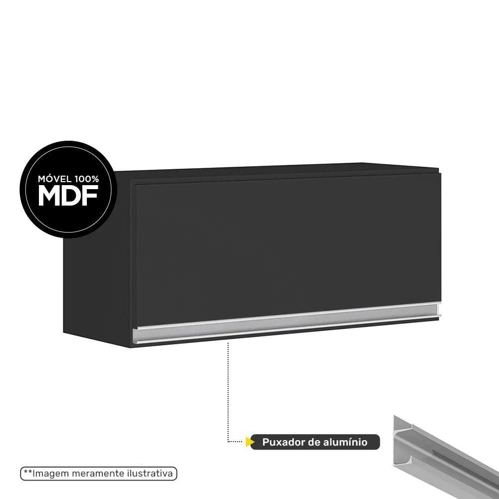Cozinha Planejada Lux 3 Peças 100%mdf Balcão Gabinete Sem Tampo 119cm 3 Gavetas Preto - Desk Design