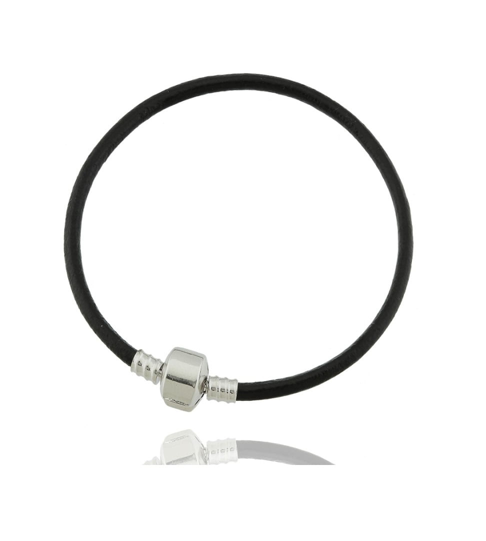 Miniatura Pulseira estilo pandora couro rígido