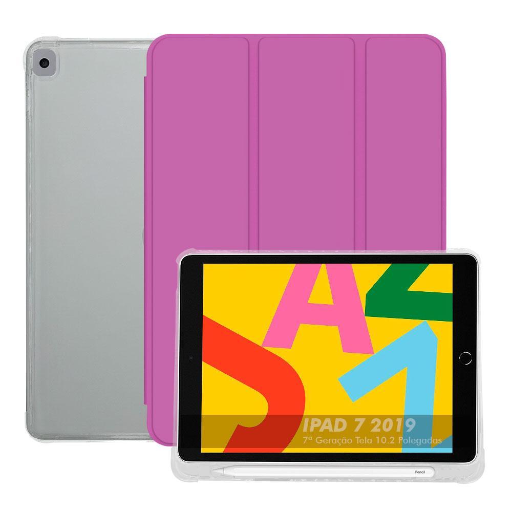 Miniatura Capa Ipad 7 2019 Smart Case Couro Top Suporte Pencil - Rosa