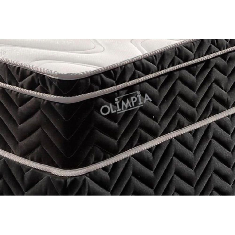 Miniatura Cama Box Queen: Colchão Molas Paropas Extrapedic Olímpia + Base Crc Suede Black(158X198)
