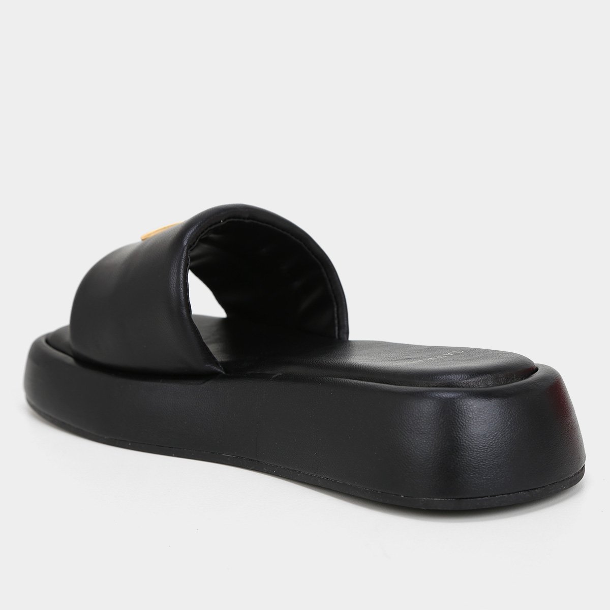 Miniatura Papete Couro Feminina Flat Icon Puffy Preto - 34
