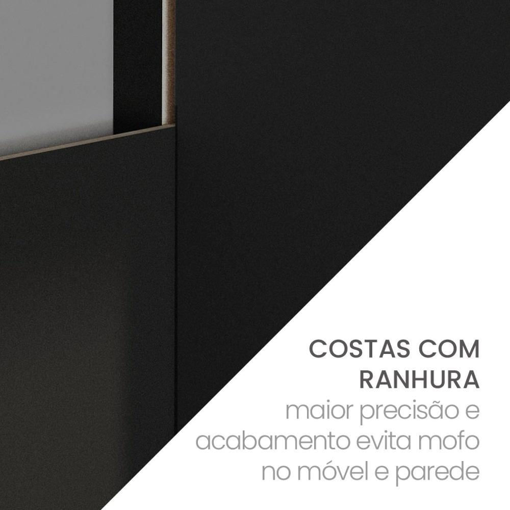 Armário Aéreo de Cozinha 2 Portas de Vidro Menu Kitchen Canelone Politorno Preto