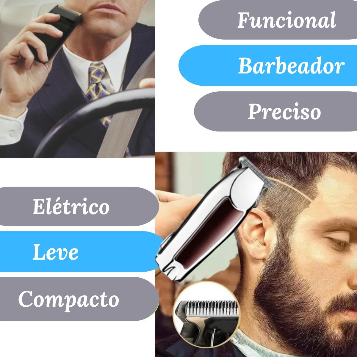 Miniatura Kit Premium Masculino Kemei: Barbeador 2024 + Máquina 9164