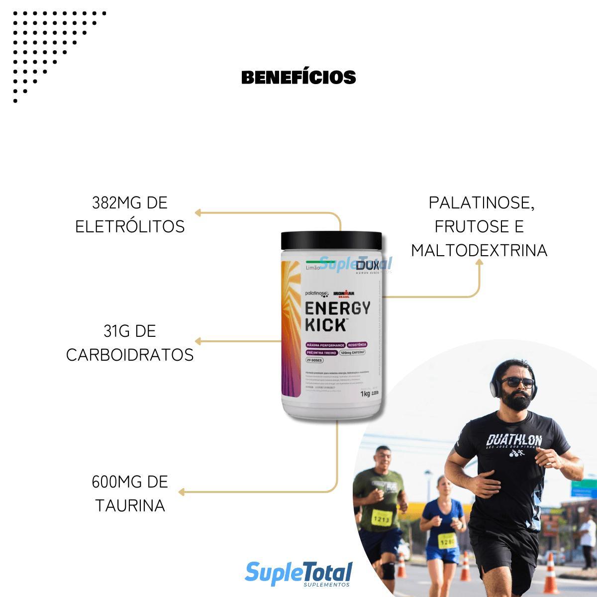 Miniatura Kit 3 Energy Kick Caffeine 1000G Dux Nutrition Sabor:Limão
