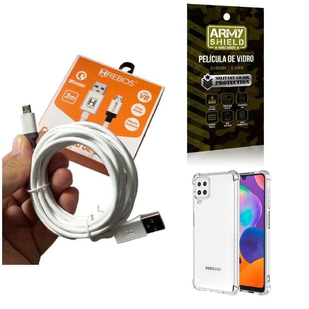 Miniatura Capa Samsung A12 Com Cabo Turbo E Película De Vidro 3D