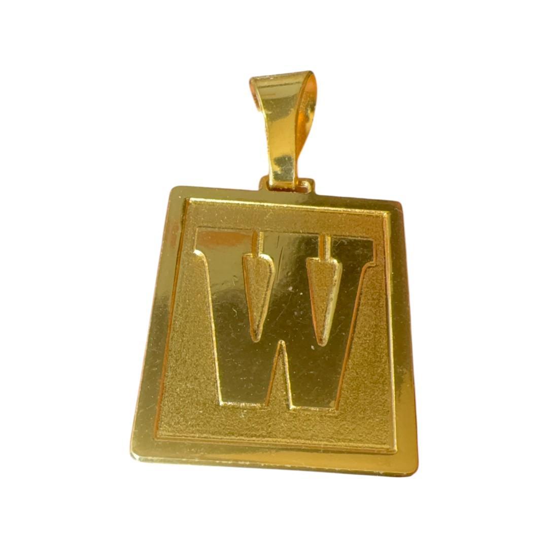 Miniatura Pingente Letra (W) Grande - Banhado A Ouro 18K