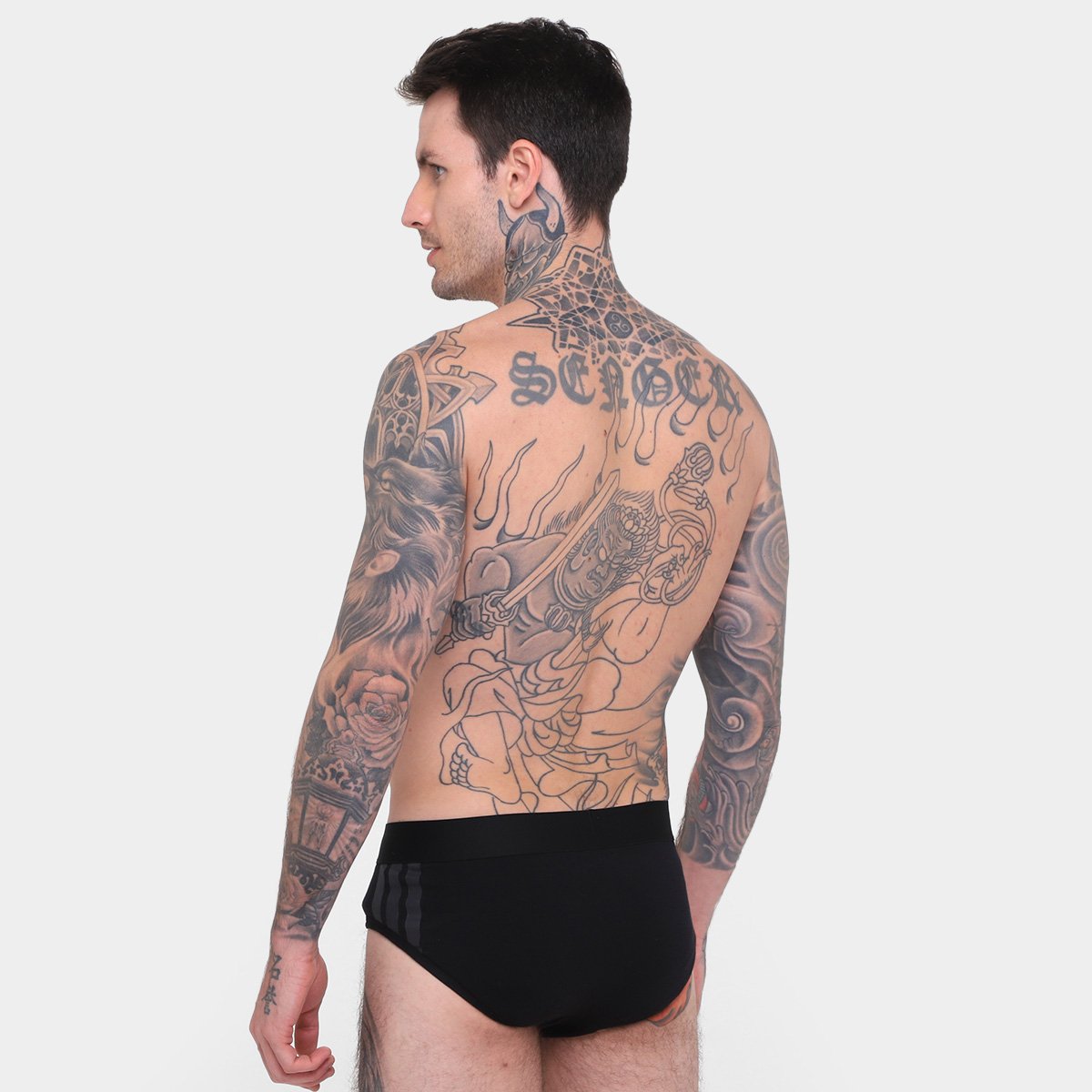 Miniatura Kit Cueca Slip Adidas Cavada 2 Peças Preto+Branco - G