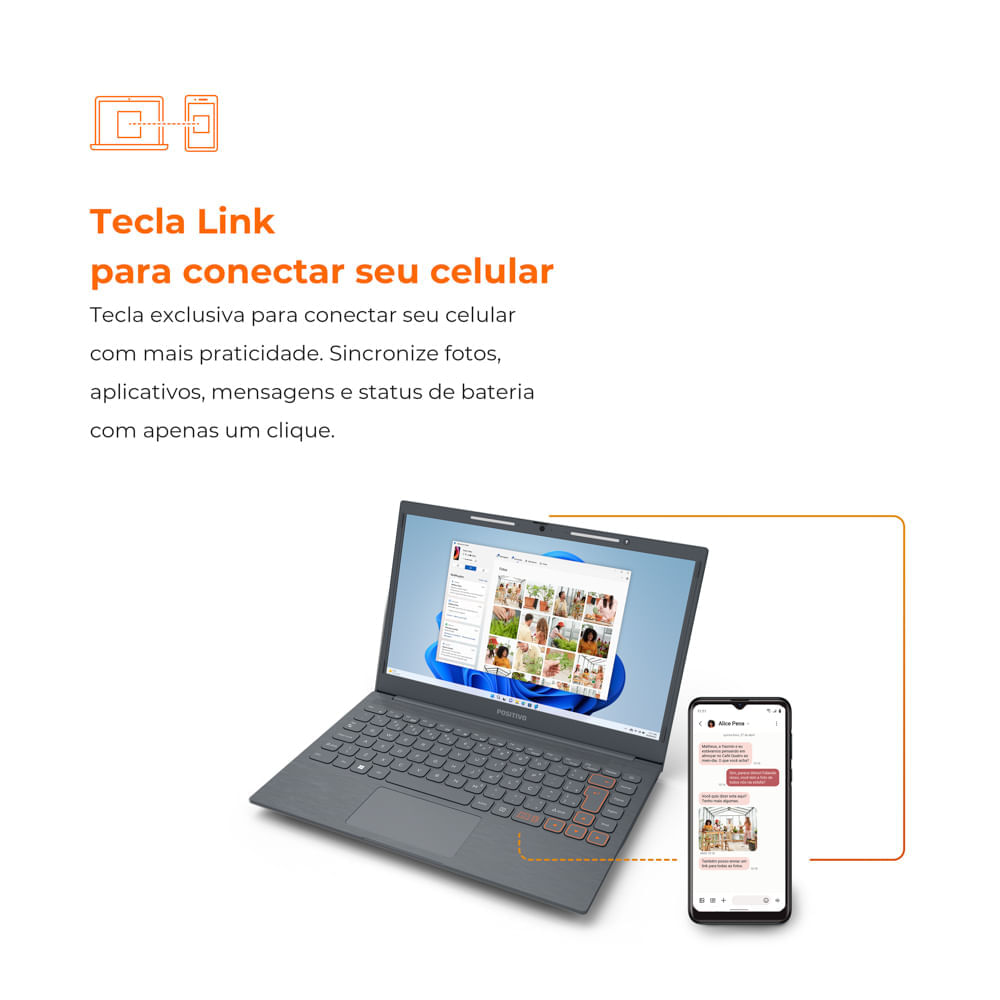 Notebook Positivo Vision C14 Lumina BAR Intel® Celeron® N4500 Windows 11 Home 8GB RAM 128GB eMMC 14” HD Tecla Link Cinza