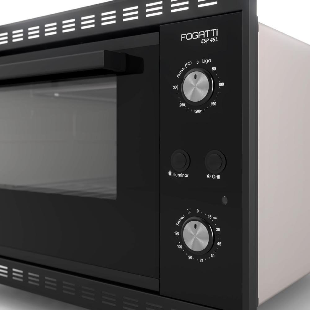 Miniatura Forno Elétrico de Embutir 45 Litros Esp Fogatti Preto