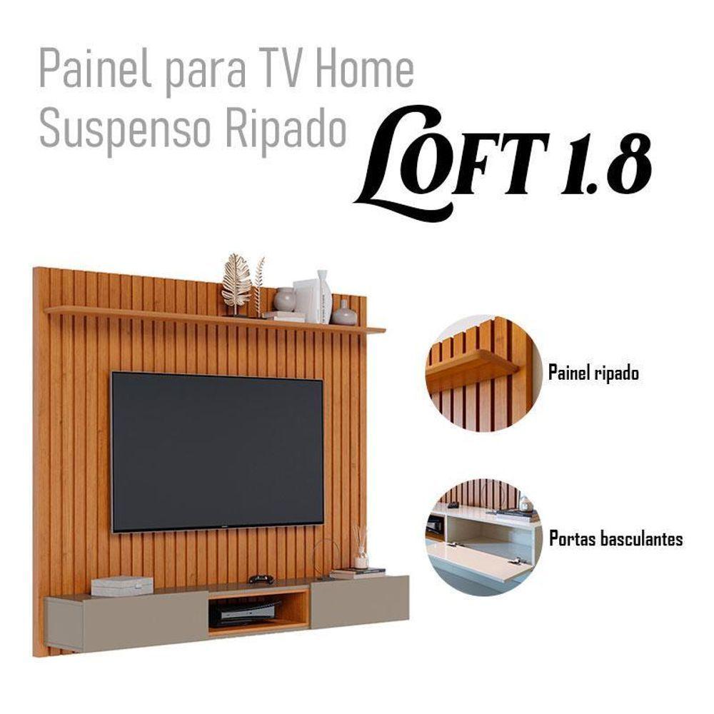 Miniatura Painel Para Tv Home Suspenso Ripado Ambiente Loft 1.8 Nature Gianduia - Imcal