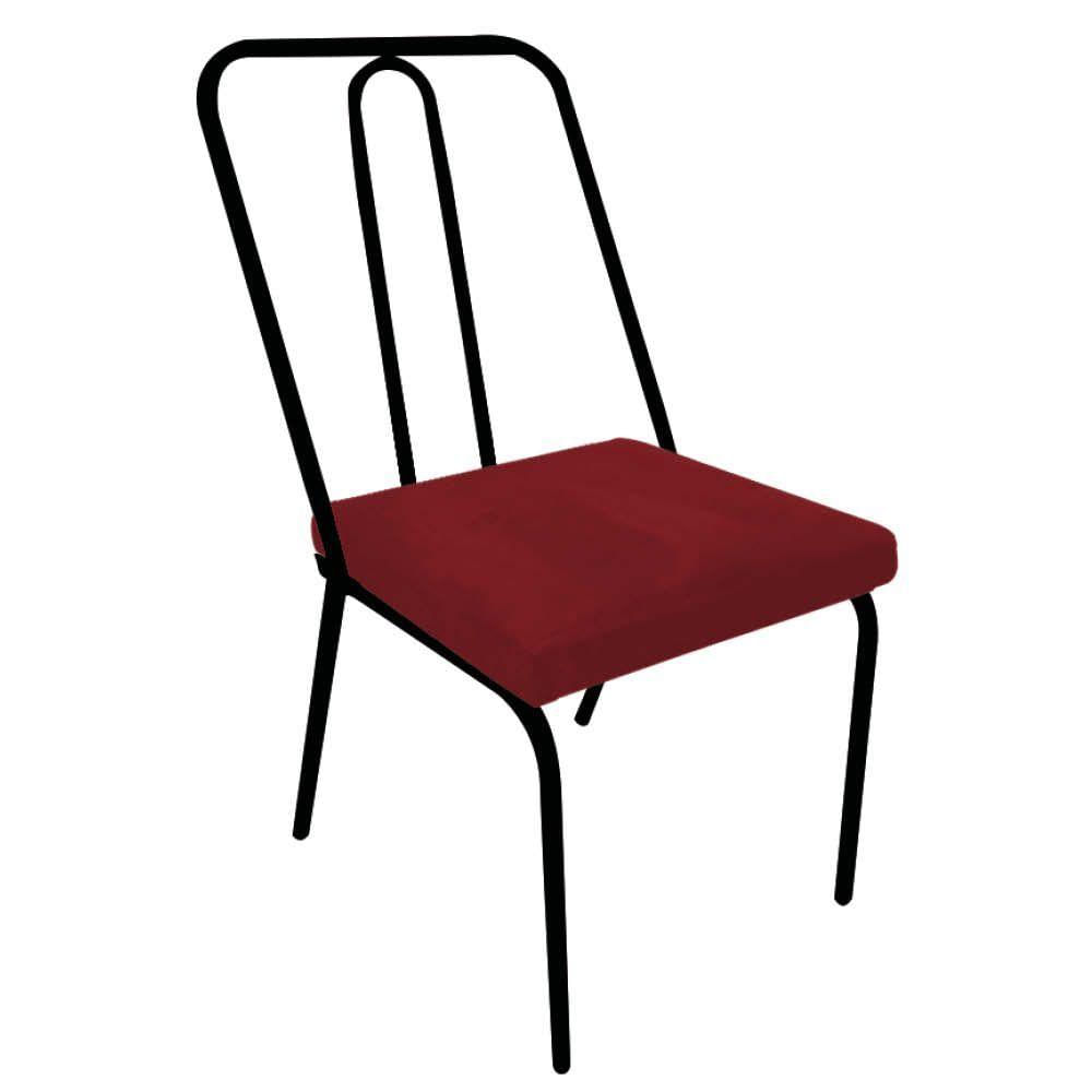 Miniatura Kit 03 Cadeira De Jantar Drika Ferro Preto Suede Vermelho - Amey Decor